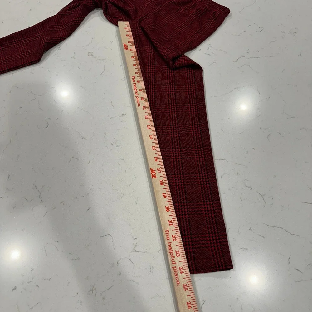Art Class Girls Red Black Plaid Leggings Size M 7/8 Glen Check Stretch Pants